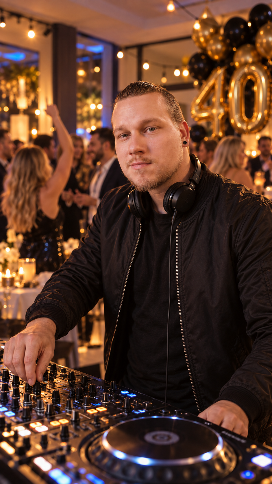 DJ youngchee bei einer Feier am DJ-Pult