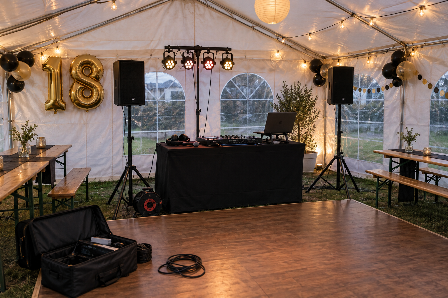 DJ-Setup bei einem 18. Geburtstag