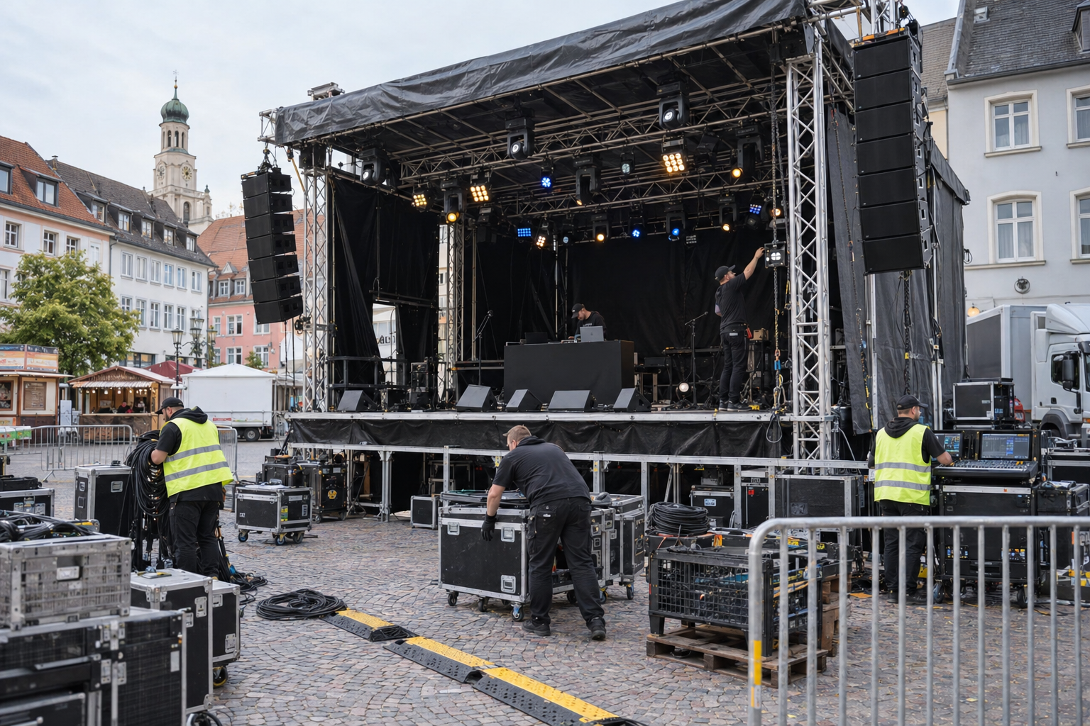 Bühnenaufbau für DJ youngchee bei einem Stadtfest